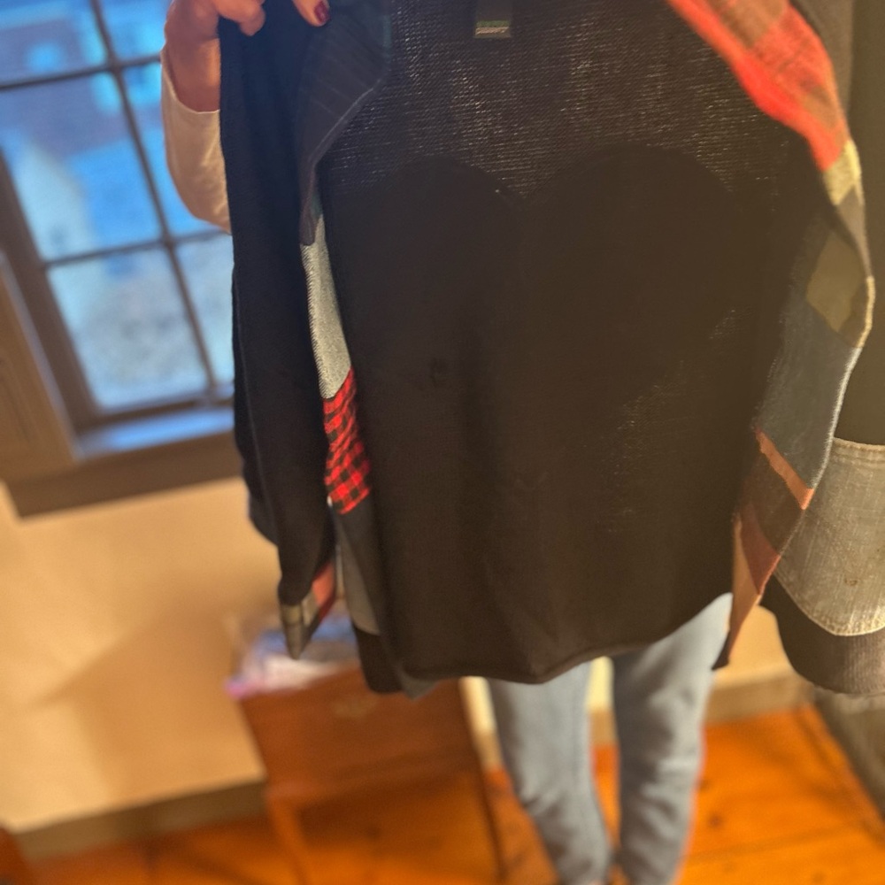Womens Black and Red Plaid Sweater